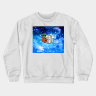 Leprechaun Sloth Beer Mug Night Sky Crewneck Sweatshirt